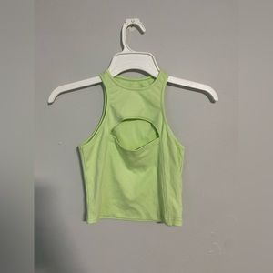 Yellow crop tank with key hole